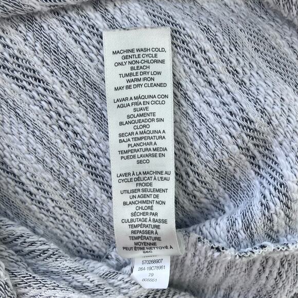 Chico’s Weekend Top Sz 1 Cowl Neck 3/4 Sleeve Sweater Gray Striped Comfort - Picture 9 of 10